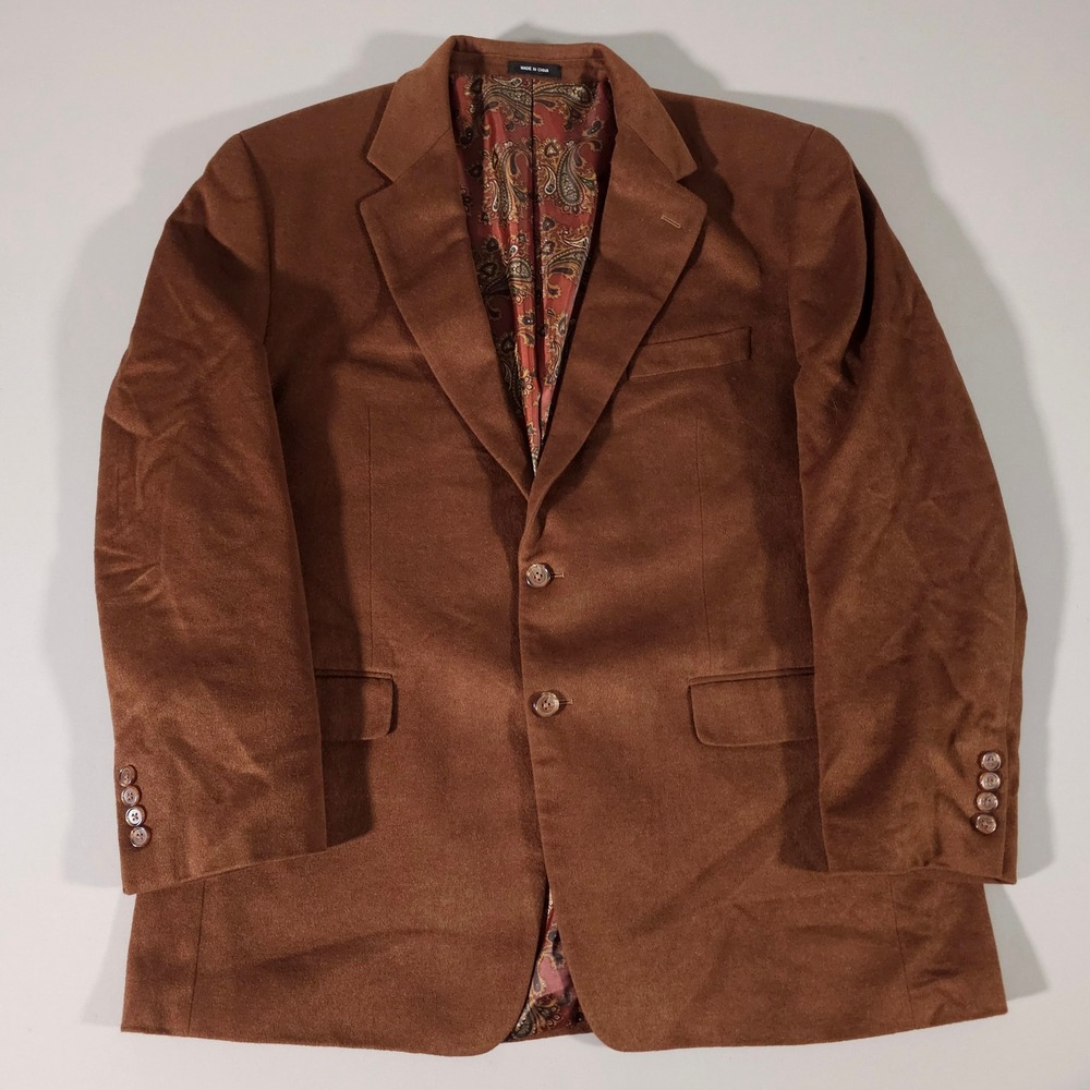 Lauren Ralph Lauren Blazer Mens 44R Brown Silk Wool Cashmere Paisley Lining